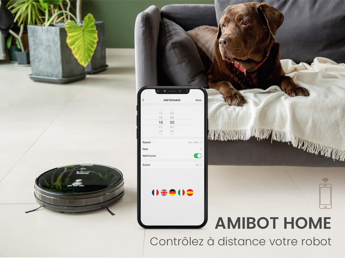 AMIBOT Animal XL H2O Connect - Robots Aspirateurs et laveurs connecté  IOS/Android spécial poils d'animaux au meilleur prix